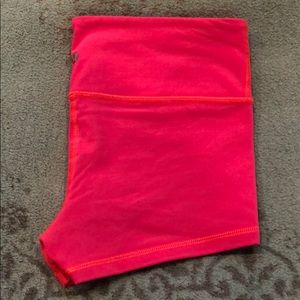 Neon Coral Lululemon Booty Shorts